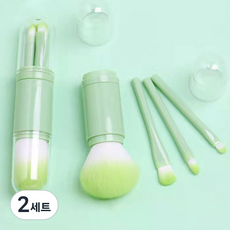 Deeptok 美妝 4合1 刷具組 CP031, 綠色(刷具), 透明(蓋子), 2個