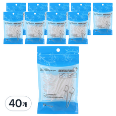 화이트 일회용 스마트 파우치형 치실 10 x 15 cm G7175, 50개입, 40개