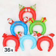 피앤비유니티 크리스마스 풍선 헤어밴드, 눈사람 + 산타 + 트리 + 루돌프 + 산타모자 + 선물, 36개