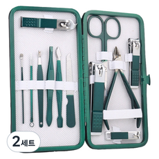 攜帶式美甲護理指甲剪12件組, 2套, 祖母綠