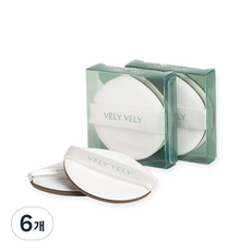 Velyvely Dermagood 綠色氣墊粉撲, 6個, 混色