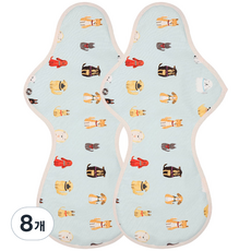 薄荷綠小狗防水布衛生棉, 夜用型, 1入, 8個