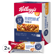 켈로그 프로틴바K 카라멜 & 넛 12p, 480g, 2개