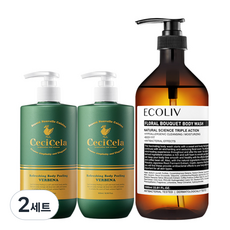 쎄씨쎌라 리프레싱 바디필링 500ml x 2p + 에코리브 플로럴 부케 바디워시 1000ml 세트, 2세트