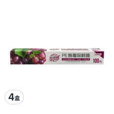加倍鮮 PE無毒保鮮膜 100g, 30cm x 100尺, 4盒