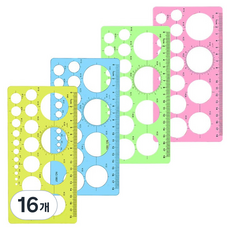 MaDaKkuMi 彩色圖形圓形尺 200*100mm, 16個, 06 混色