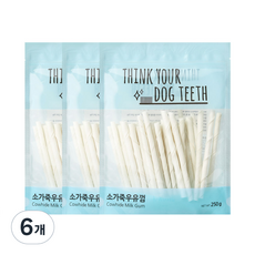 띵크유어도그티 강아지 우유껌 스틱형 44P, 혼합맛(소가죽/우유), 250g, 6개 혼합맛(소가죽/우유), 250g, 6개