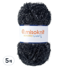 미소털실 펄 수세미실 80g, 26블랙, 5개