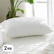 SCOHome 韓國製造 Luxi 純棉 40支 斜紋 飯店式 枕頭套 + 枕芯組, 2套, Luxi白色