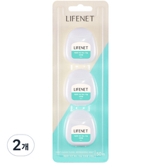 LIFENET 清爽含蠟牙線 薄荷香 50m, 3入, 2個