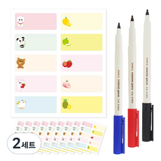 防水冰箱標籤紙 角色造型 100張 + 3色簽字筆, 2套, 10個空間