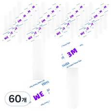 포앤리프 부착식 벨크로 전선정리 케이블 타이, 화이트, 60개