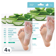 아리얼 스무스 앤 퓨어 알로에 히알루론산 수딩 풋 필링 마스크 수딩, 68g, 4개, 2개입