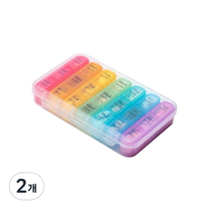 특별한상점 아침 점심 저녁 요일별 휴대용 알약케이스 화이트, 2개