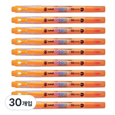 유니볼 미쯔비시 프로퍼스 일반 형광라인 PUS-102T 형광펜, 오렌지, 30개