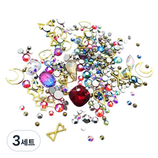 MEIBROWN 金色吊飾美甲鑽 極光混搭套組, 混合色, 3套