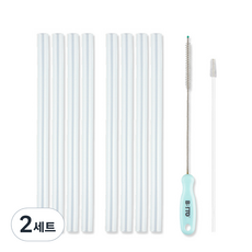 BBTTO 吸管杯用替換矽膠吸管 8入+吸管清潔刷 2入, 混色, 2組
