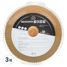 그린리빙 에어프라이어 종이호일 원형, 3개, 100개입, 23cm