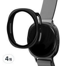 요거 갤럭시워치 풀커버 액정보호필름 강화유리 케이스, 블랙, 4개
