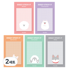 Monolike 狗狗便利貼5款套組, 比熊犬, 博美犬, 牛頭梗, 可蒙犬, 柴犬, 2套