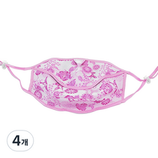 구리원사 자외선차단 2단 턱받침 꽃무늬 마스크 T4, 1개입, 4개, 핑크