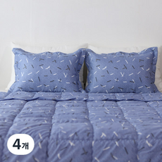 MuyBien Leslie 枕頭套 + 枕芯, 藍色, 4個