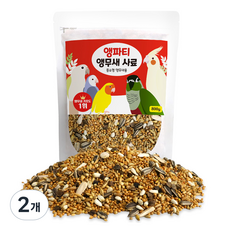앵파티 중소형 앵무새 사료, 800g, 2개