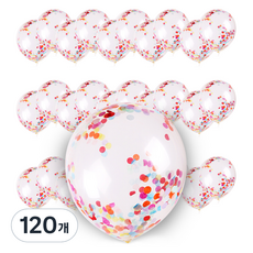 컨페티풍선 30cm, 무지개페이퍼, 120개