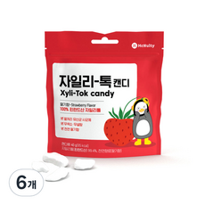 맥널티 펭수 자일리톡 캔디 딸기향, 40g, 6개