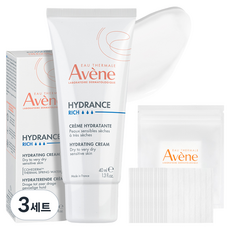 아벤느 이드랑스 하이드레이팅 리치 보습 크림 40ml + 화장솜 20p 세트, 3세트