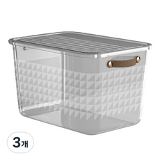 블럭마트 의류 이불 멀티정리상자, 투명, 점보대형(36.8 x 26 x 22.5 cm), 3개