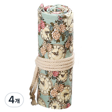 Allode 帆布捲簾式彩色鉛筆袋 48色 58 x 20 cm, 4個, 09 花朵時鐘