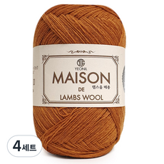 Nitteu 羔羊毛 Maison 毛線 50g + 人造麂皮標籤組, 14 駝棕色, 4套