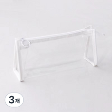 씨티컴퍼니 투명 방수 펜 케이스 필통, 화이트, 3개