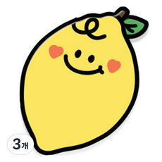 핫티몰 하트 볼 레몬 귀여운 캐릭터 아크릴 스마트톡, 옐로우, 3개