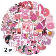 리씨상점 노트북 캐리어 사물함 감성 충만 개성 스티커, 핑크, 2세트