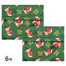 핫픽 따뜻하곰 휴대용 프리미엄 극세사 포켓용 핫팩 파우치 대형 클래식 그린, 6개