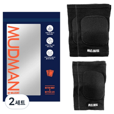 머드맨 무릎 보호대 2p + 팔꿈치 보호대 2p 세트, 2세트, 블랙