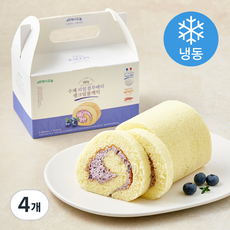 프레시오늘 우리밀 리얼버터 프랑스 우유생크림 99% 리얼 블루베리 수제 롤케익 (냉동), 230g, 4개