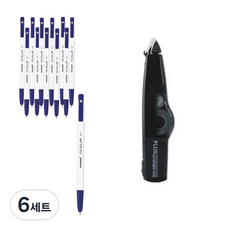 Monami 153 Clip 原子筆 12入 0.7mm + Dong-A PMS Plus 修正帶 WH-635, 原子筆(藍色), 修正帶(隨機出貨), 6套