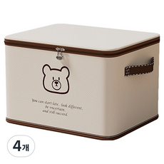 Seungyeon House 衣物棉被多用途收納箱, 4個, 米色
