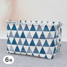 All High布質方形衣物書本化妝品收納籃, 25藍灰色三角形, 6個