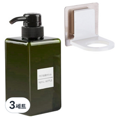 모나코올리브 호텔식 샴푸 린스 디스펜서 450ml + 무타공 샴푸홀더 세트, 딥그린(디스펜서), 3세트