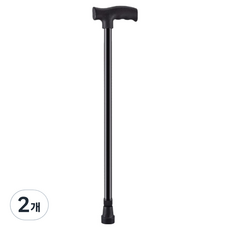 왁스토어 길이조절 노인 지팡이 단발 71cm, 블랙, 2개