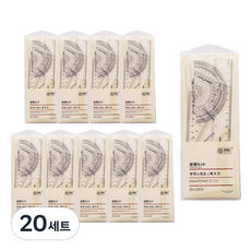 abm 簡約三角尺4件組, 混合色, 20套