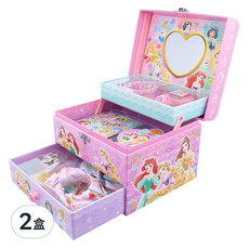 sun-star 夢幻可提三層收納珠寶盒 含文具與髮飾, 迪士尼公主, 2盒