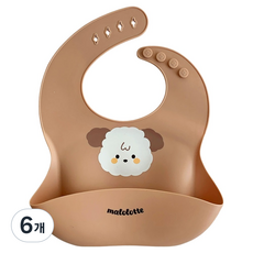 마롤로뜨 실리콘 아기 턱받이, 6개, 1개입, 오렌지 마뭉이