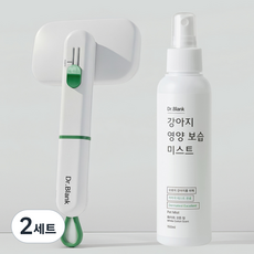 닥터블랭크 강아지 저자극 영양보습 미스트 화이트코튼향 150ml + 에어소프트 슬리커 브러쉬 세트, 2세트