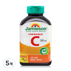 자미에슨 츄어블 비타민C 500mg 오렌지맛, 120정, 5개