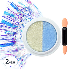 로나우디 고급 유리 얼음 네일 F 미러 파우더 + 유리 필름 세트 M10216, 라임 + 블루, 2개